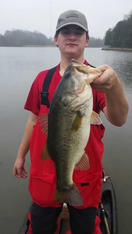 Jay caught this nice 6-pound bass while I was still
