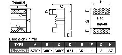 6 Configuration and Dimensions: 7 ELECTRICAL CHARACTERISTICS Part No. Inductance L,Q Test Freq. Q SRF RDC IDC Tolerance Color Code (uh) (MHZ) Min. (MHz)Typ.