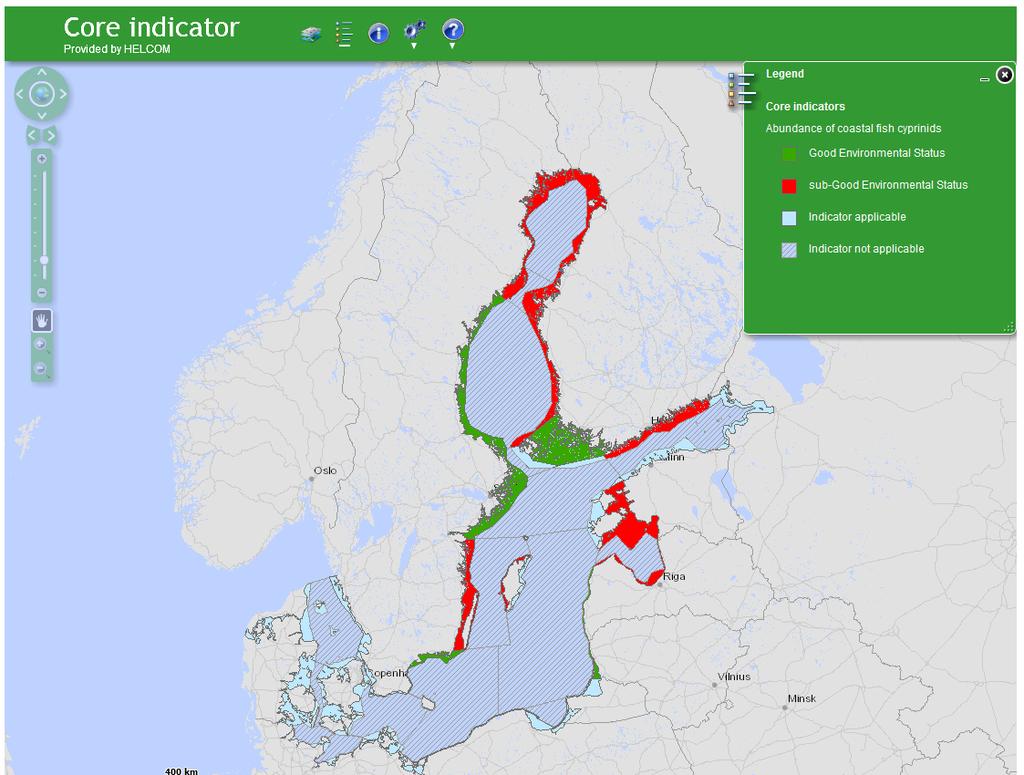 In the majority of the locations classified as sub-ges (7 out of 12), the abundance of cyprinids was at too high levels (GES high), however in four Swedish locations (in the Bothnian Bay and Gotland