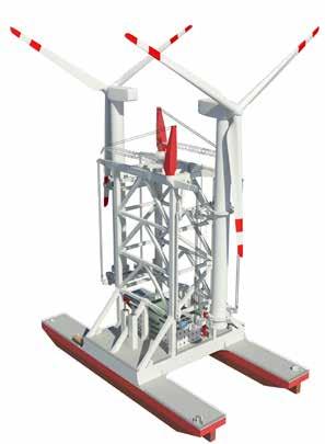 The Wind Turbine Shuttle can be deployed for installation and removal of the top sides and foundations of existing oil platforms.
