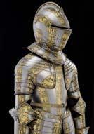 This is unusual as gilt decoration was normally fused to the surface of armour by the dangerous process of mercury-gilding.