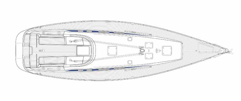 German Frers has designed the Swan 53 to be sailed by the smallest of crews and has included a number of clever design features to facilitate this.