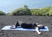 Inhale, then as you exhale lift your hips up of off the floor so you form a diagonal line between your knees and your shoulders (). Hold this posture and continue to breathe slowly through the nose.
