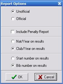 Function Description Race Results Penalty Report Transmittal Sheet Competitors Lists Sorts all or selected competitors in order of their final results AND produces the race results report.