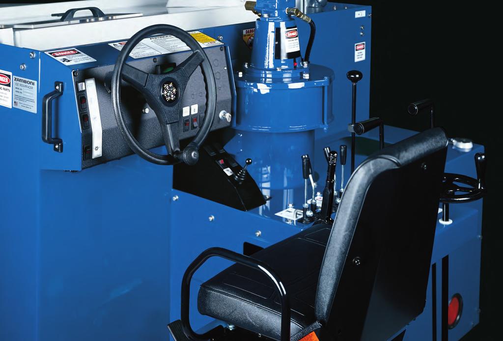 The ergonomically designed operator s compartment has well-placed controls and an easy-to-see display gauge