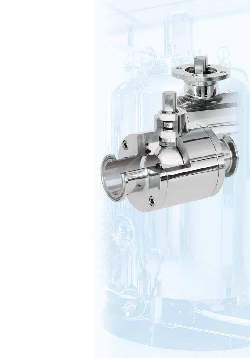 Features 1 2 3 4 5 6 7 8 9 10 11 BODY Three-Piece Sanitary design enables in-line maintenance of ball valve. Full flow body design minimizes line turbulence and pressure drop through the valve.