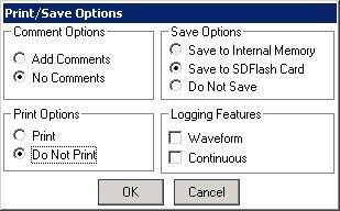 2.3.9 Print/Save Button Figure 26. Print/Save Options Screen If the Print/Save button is pressed while viewing the Parameter Screen, the "Print/Save Options" screen will appear.