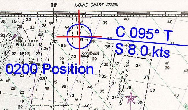USCG 00326-NP-5 The following questions are based on chart 12221TR, Chesapeake Bay Entrance, and the supporting publications. The draft of your tow is 27 feet (8.2 meters).