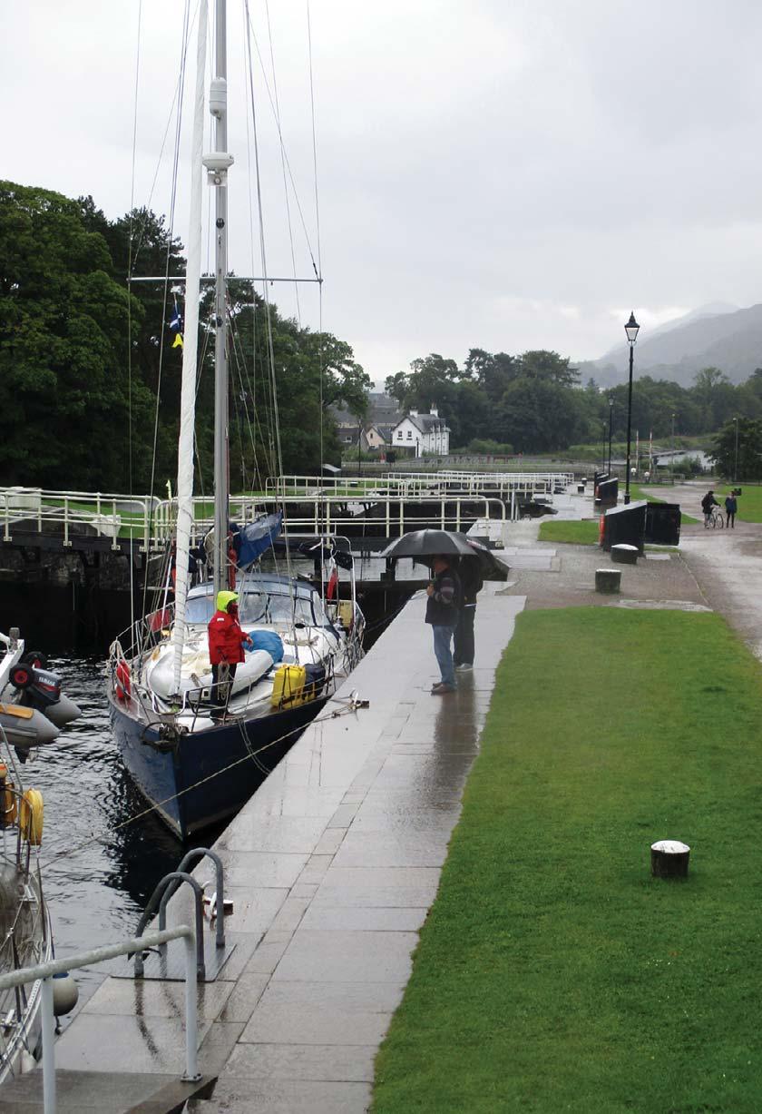 Entering the Caledonian Canal from Fort William and the Corpach Basin Neptune s Staircase, a flight of eight locks carrying boats upward at the start of the canal,