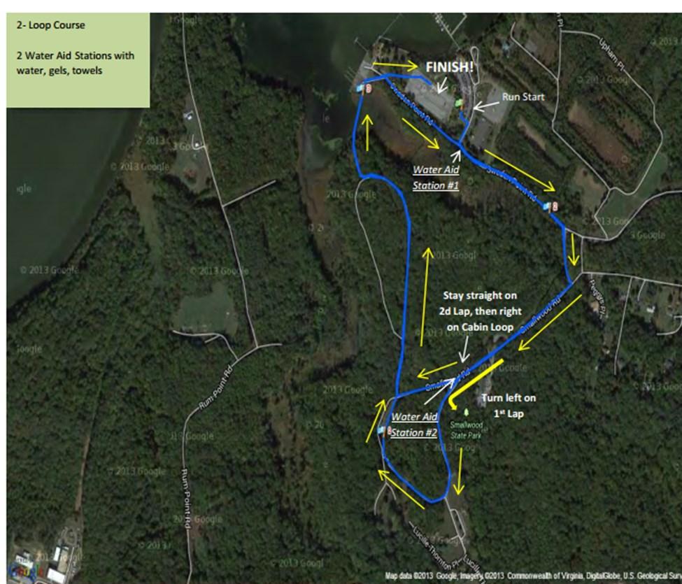 Run - 5 Kilometers The run course map is also posted on the General Smallwood Sprint race page. of the VTS-MTS website.