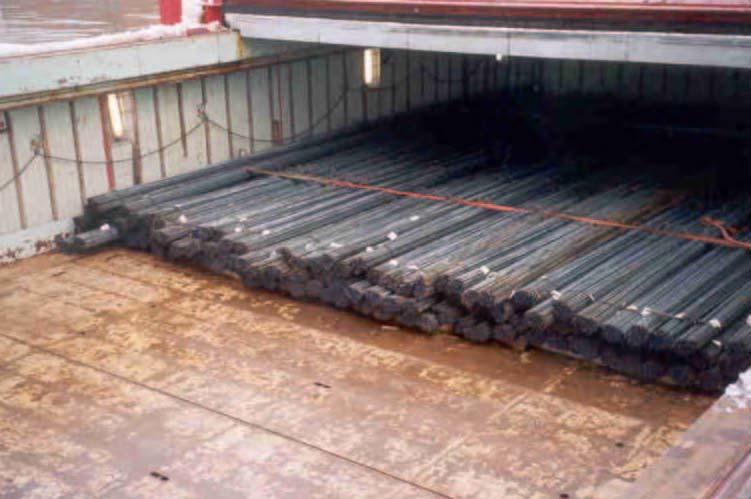 Actual stow of reinforcing bars in either No.1 or No.2 Upper T ween Deck aboard Jökulfell before departure and before loading the construction cargo.
