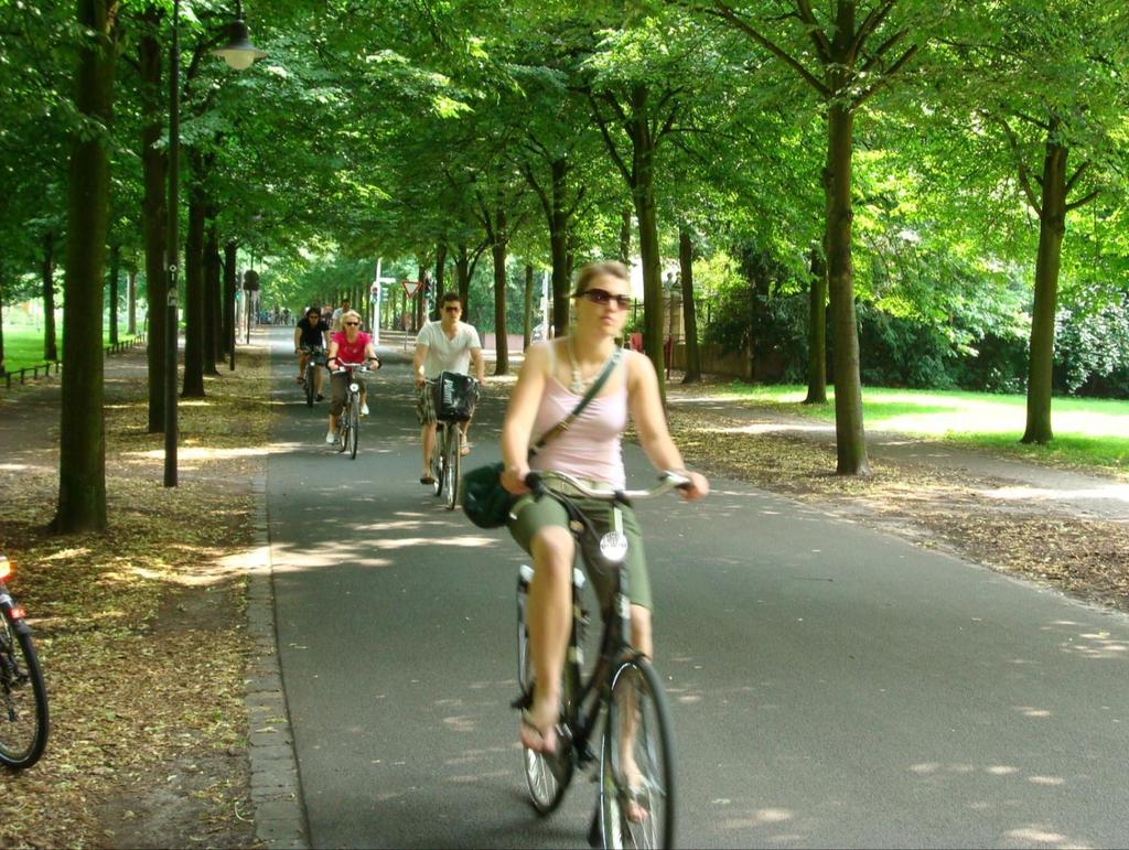 Bikeway in Muenster, Germany with separate walkways on both sides Note
