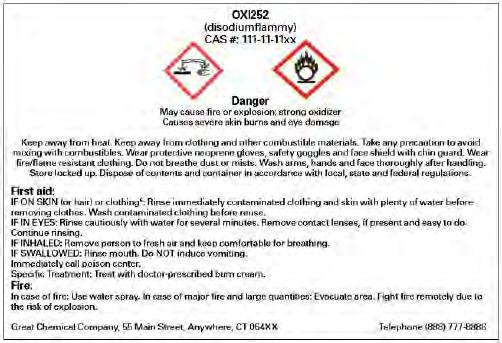 The new label provides information to the workers on the specific hazardous chemical, such as: - Name, Address, and Telephone of Chemical Manufacturer - Product Identifier (Batch Number, Chemical