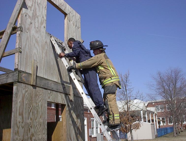 The tower ladder may be the safest and quickest means to remove a victim from certain situations (i.e., multiple victims, above the reach of ground ladders) if normal egress routes are unavailable.