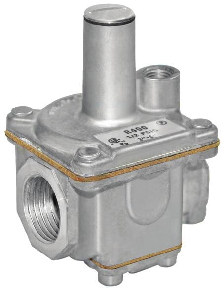R/RS SERIES Balanced Valve Design Dimensions Model Pipe Size Vent Connection R400(S) 3/8, 1/2 1/8 NPT Swing Radius 2.4 (60 mm) Dimensions B C D 3.