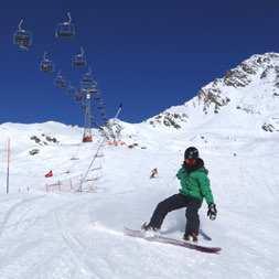 2 3 4 5 The skier is able to perform basic turns confidently on a blue slope, and is developing towards parallel turns.