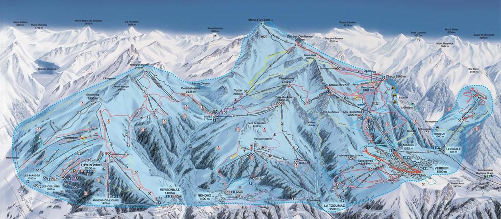 verbier and its famous 4valleys Verbier s skiing shouldn t need an introduction. The 4-Valleys lift network links a huge domain of extensive piste and offpiste terrain.