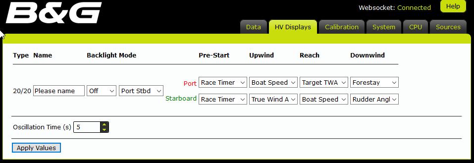 HV Display: Port/Starboard context switching To maximise display use, Port / Starboard switching for HV displays has been added.