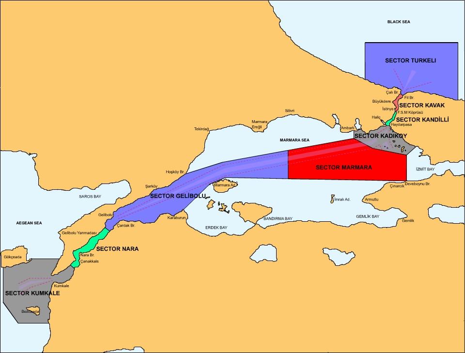 Sectors And VHF Channels Figure 1 : Turkish Straits Vessel Traffic Service (TSVTS) Area and Sectors ISTANBUL VESSEL TRAFFIC SERVICE The sectors of Istanbul VTS and designated VHF working channels are