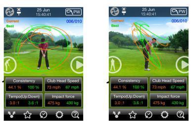 4. View selection of your swing arc 6.