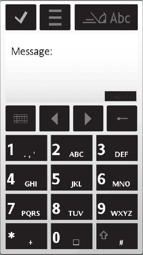 Alphanumeric keypad 1 2 3 4 5 6 7 8 9 10 1 Isara i-tap upang tanggapin ang text sa input window at isara ang view na on-screen keypad 2 Mga opsiyon i-tap upang buksan ang menu ng mga opsiyon ng input