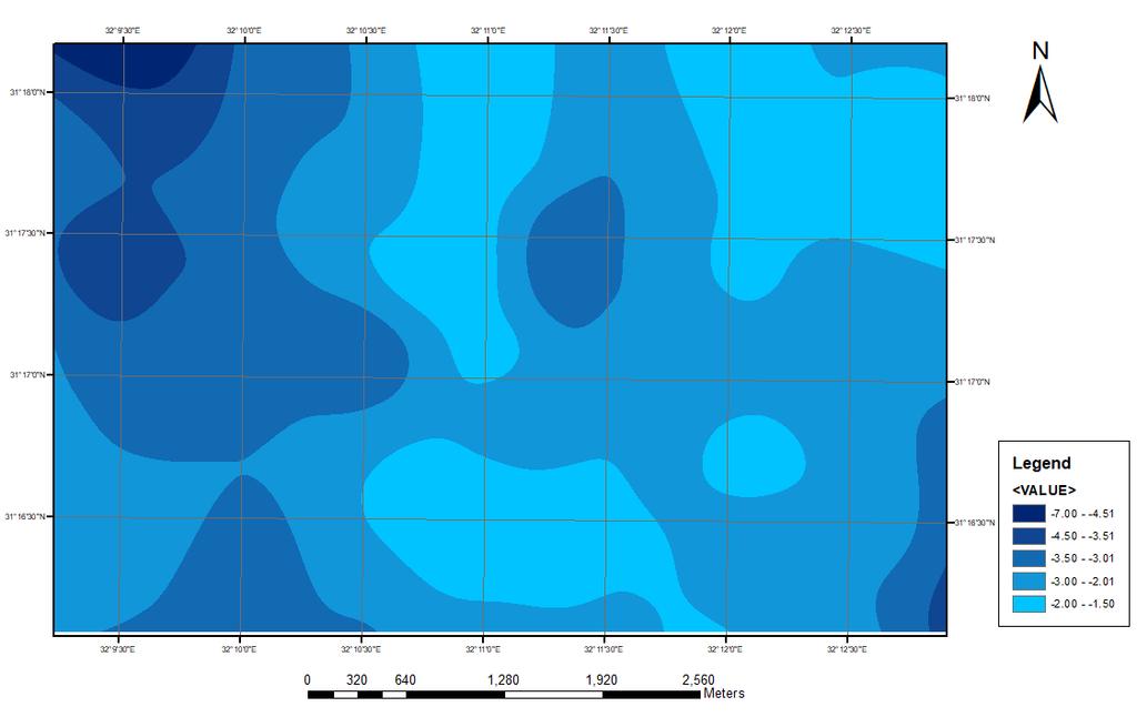 Bathometry Map derived from Sentinel-2A Figure 4 shows the relationship between the computed and the observed depth.