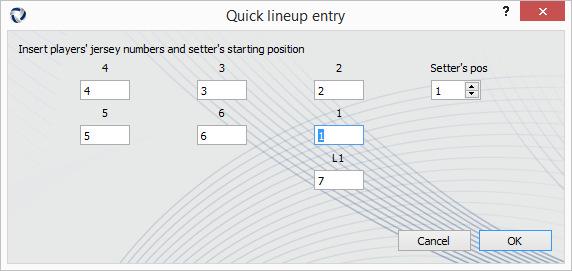Entering game data, teams and players Figure 2.4: Lineup quick-entry dialog.