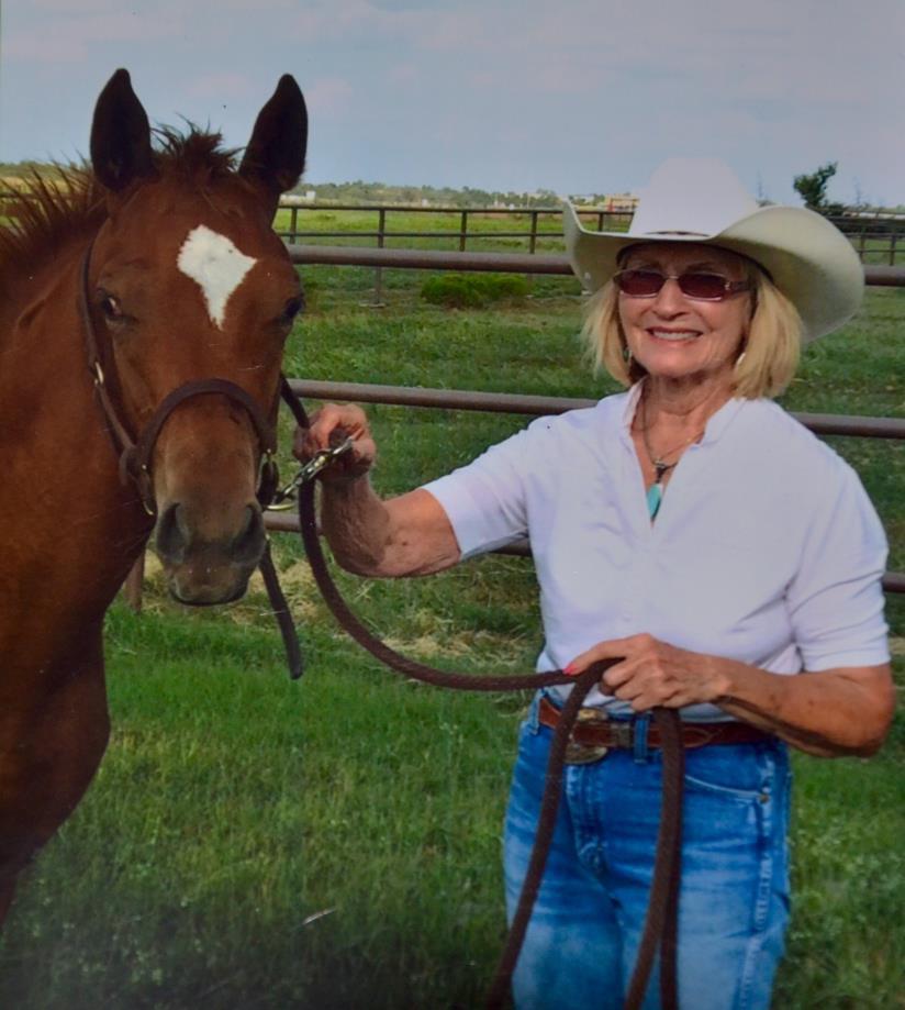 Photo caption: Bobbie Steenbergen of El Reno is shown here with her horse Sister Shirley, named for Steenbergen