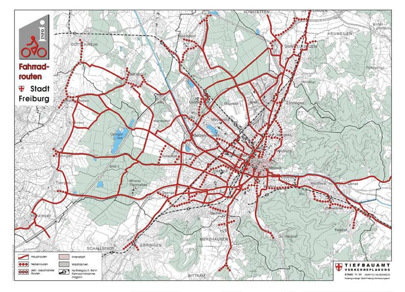 Extensive, fully-integrated bikeway network in Freiburg, Germany CRUCIAL to
