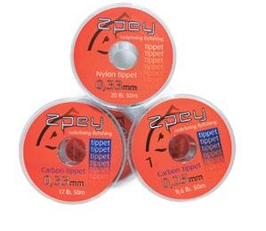 Zpey TIPPET AND BACKING Zpey fluorocarbon tippet Classification Fluorocarbon tippet Clear 0.12 mm 2.5 lb Fluorocarbon tippet Clear 0.14 mm 3.3 lb Fluorocarbon tippet Clear 0.16 mm 3.
