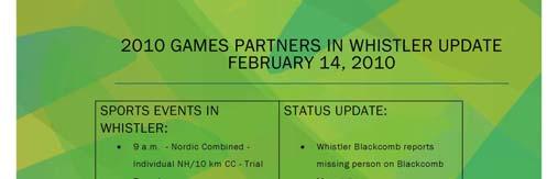 Whistler Today Operational information