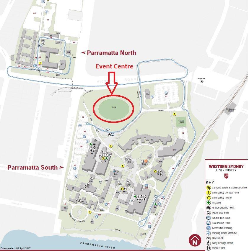 Event Centre Location Map Western Sydney University, Parramatta South
