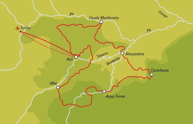Route Technical Characteristics: Route Profile: This is a demanding tour because of the hilly territory of Piedmont.