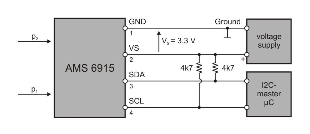 INITIAL OPERATION AMS 6915 is connected up electrically by mounting them on a PCB 1), pins 1 to 4 have to be connected as shown in Figure 2.