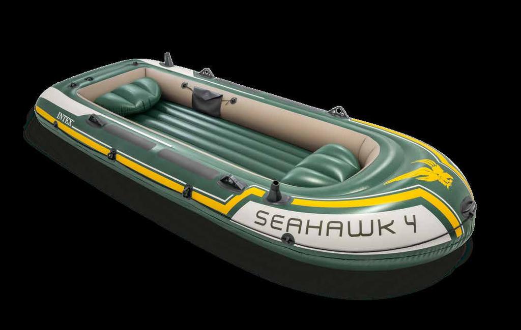 SEAHAWK 68347 Seahawk 2 Set and accessories Motor mount fittings Two pairs of welded oar locks Inner hull chamber Boston valves Gear pouch Floor chamber Two inflatable seat cushions (models 3 &