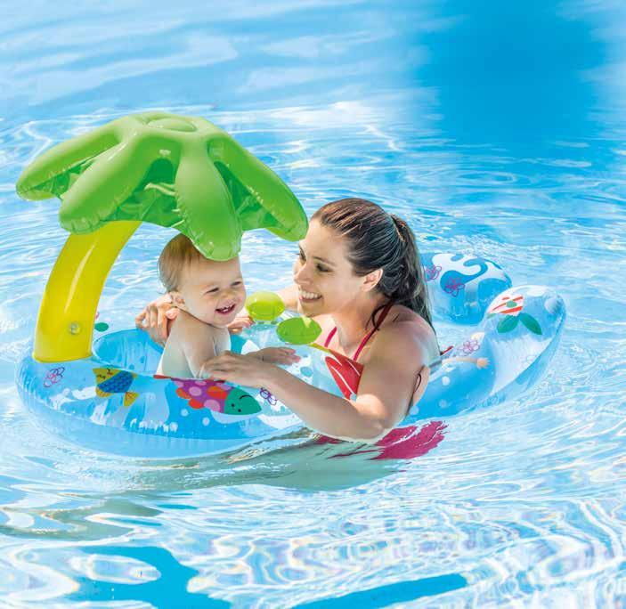 59574NP/EP MY BABY FLOAT 26½" (67cm) diameter Large ring with smaller inner ring for stability Pillow backrest Diaper