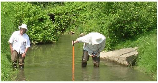 Adjust the lanyard so that the tape measure end is over the edge of the stream. Recommended Units of measure Width: measurements in meters (m).