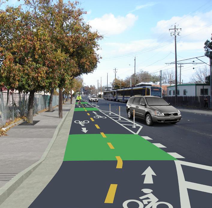 or similar Parked cars  DESTINATION RIVER DISTRICT A Class IV Bikeway is a bicycle facility