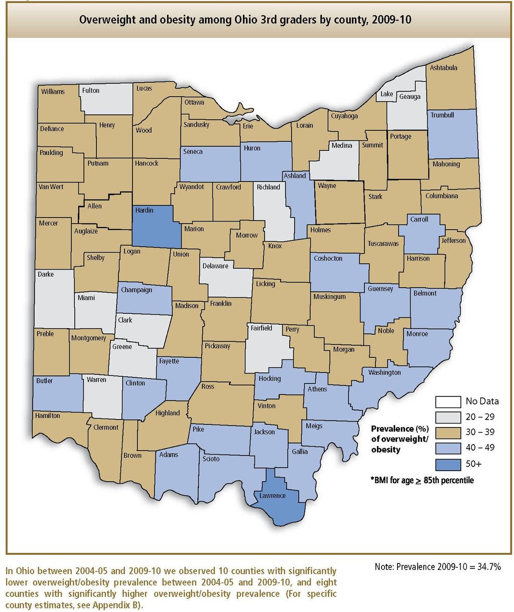 APPENDIX A: OHIO DEPARTMENT OF HEALTH 3 RD GRADE BMI REPORT Glenford Elementary and Thornville Elementary are in the Northern Local School District, located in Perry County.
