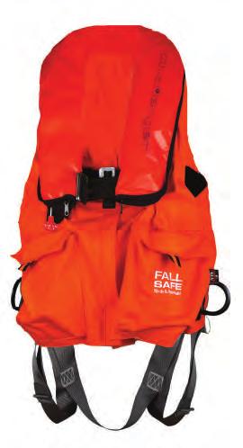 FS3610 OFFSHORE VEST Fall protection vest with integrated harness and inflatable life jacket Dorsal D-ring for fall arrest systems 2 side D-rings for work positioning 2 large pockets 3 point size