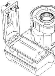 8. Close the battery compartment and tighten the screw. Note that the door will not close if the battery is not fully inserted, and the Onsight 2500 will not start if the door is not properly closed.
