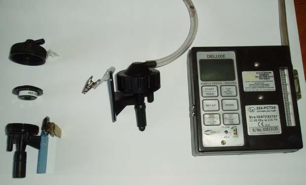 Figure 3 shows sampling equipment with a cyclone for respirable dust fraction.
