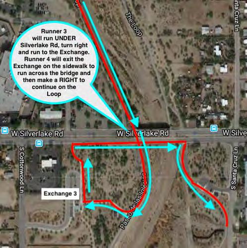 Runner 3 (Exchange 2 to Exchange 3) ~ Christopher Columbus Park to the Loop Park and Ride Lot behind Pima Federal Credit Union (1177 Silverlake Rd.) 7.
