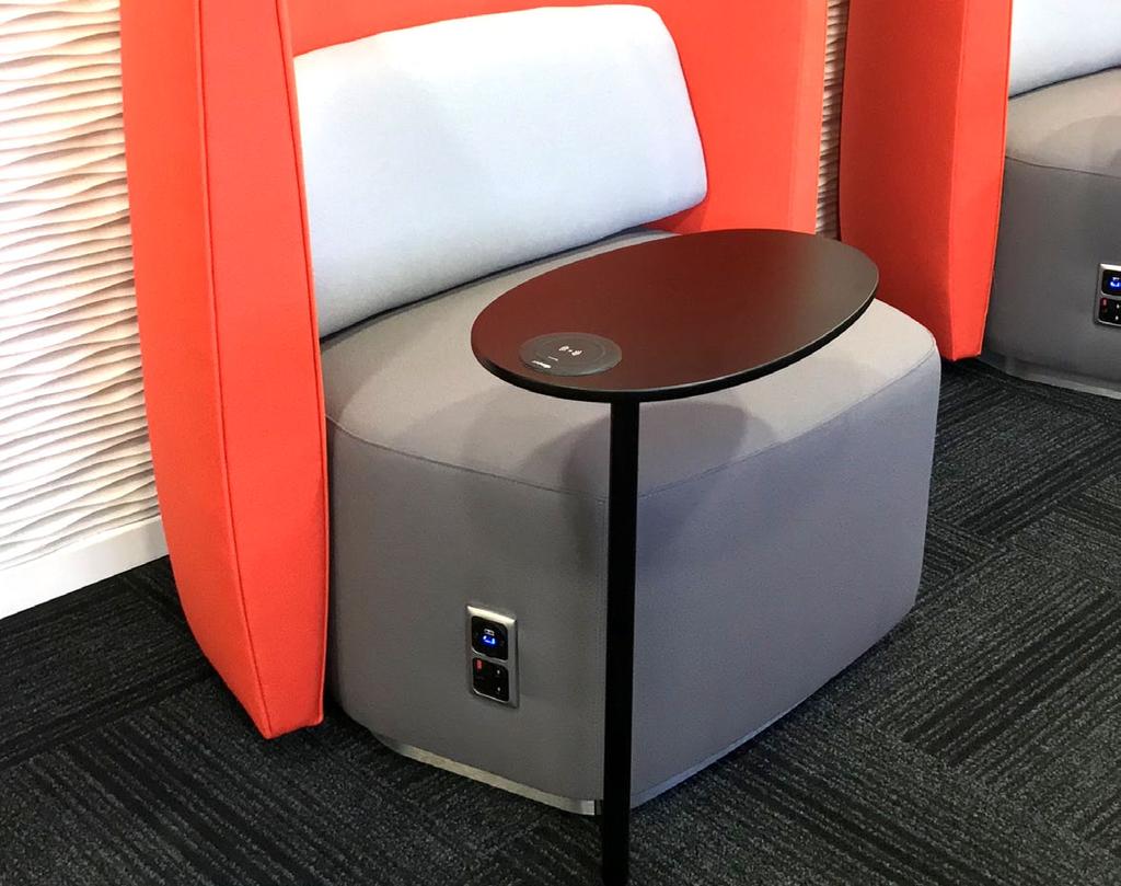 Wireless Technology Aircharge Incorporating Aircharge into the AirWave side tables provides the user with a convenient top up charge to their Qi enabled mobile without the need for a cable.