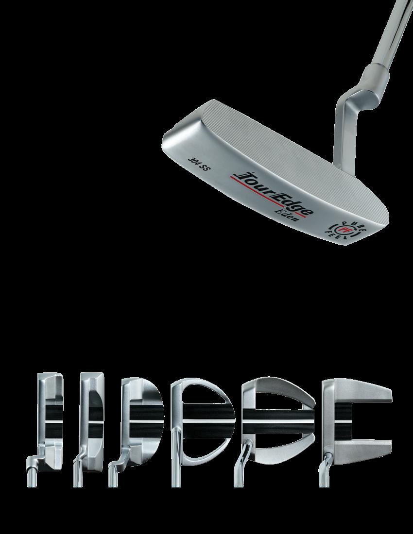 PURE FEEL TEMPLATE SERIES $99.99 MSRP Available in right and left hand* 304 stainless steel with bead-blasted topline and flange. Contrast Technology Alignment aid. Jumbo Tour Edge putter grip.