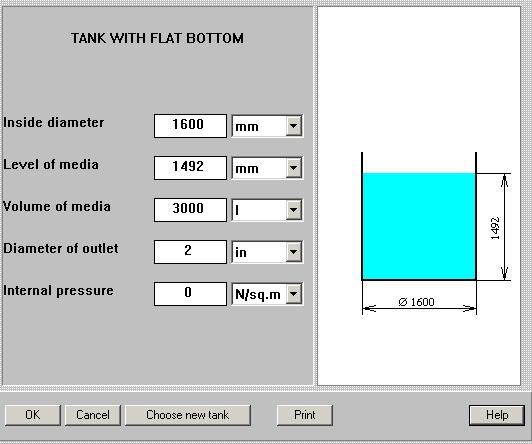 Click OK to confirm your choice. Figure 4. After you confirm your tank choice, TANK WITH FLAT BOTTOM input table with the selected tank diagram appears (Figure 4).