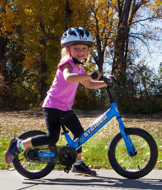 When children gain momentum while striding on their pedal bike, it develops confidence.