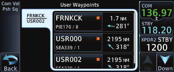 User Waypoint List Name User Waypoint Name Figure 7-22 Waypoint Info User Waypoint List User Waypoint List 7.7.3 Edit User Waypoint 1. Select the desired User Waypoint and touch the Edit key. 2.