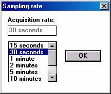 Choosing Sampling Rate lets you select time intervals (acquisition rate) for this storage capability.