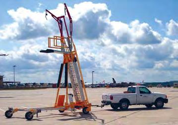 The Adjustable Free-Standing Ladder Access System can be easily moved by hand. It can also be moved by a forklift or towed by a maintenance vehicle when equipped with the proper accessories.